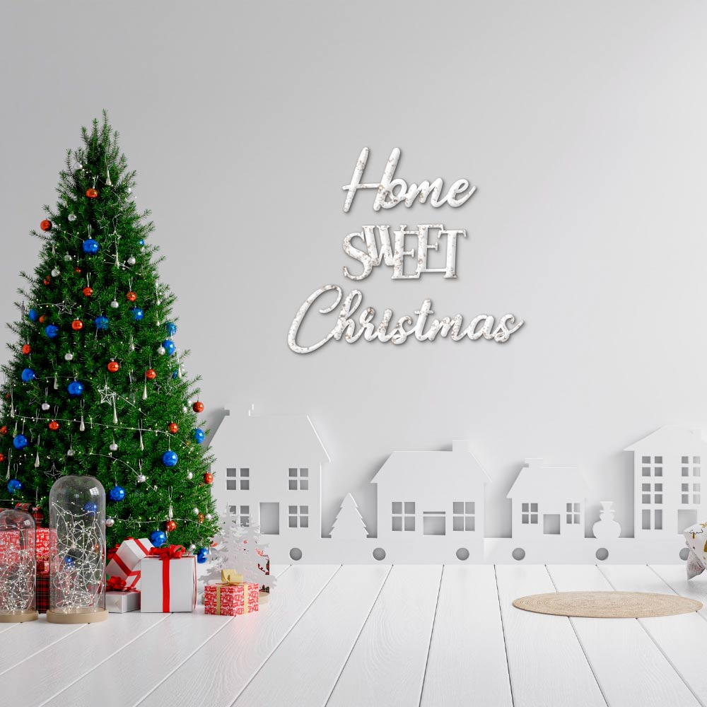 Scritta in Legno da appendere Home Sweet Christmas