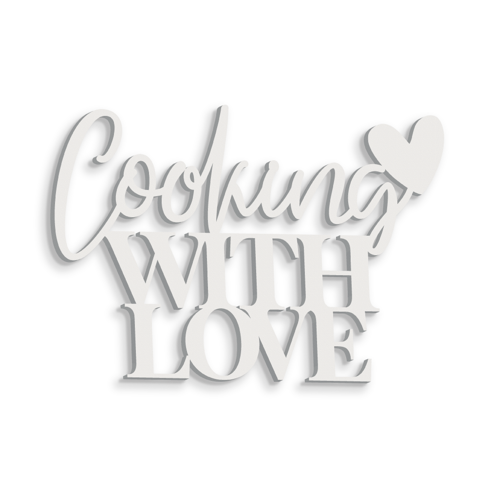 Scritta in Legno Cooking with love
