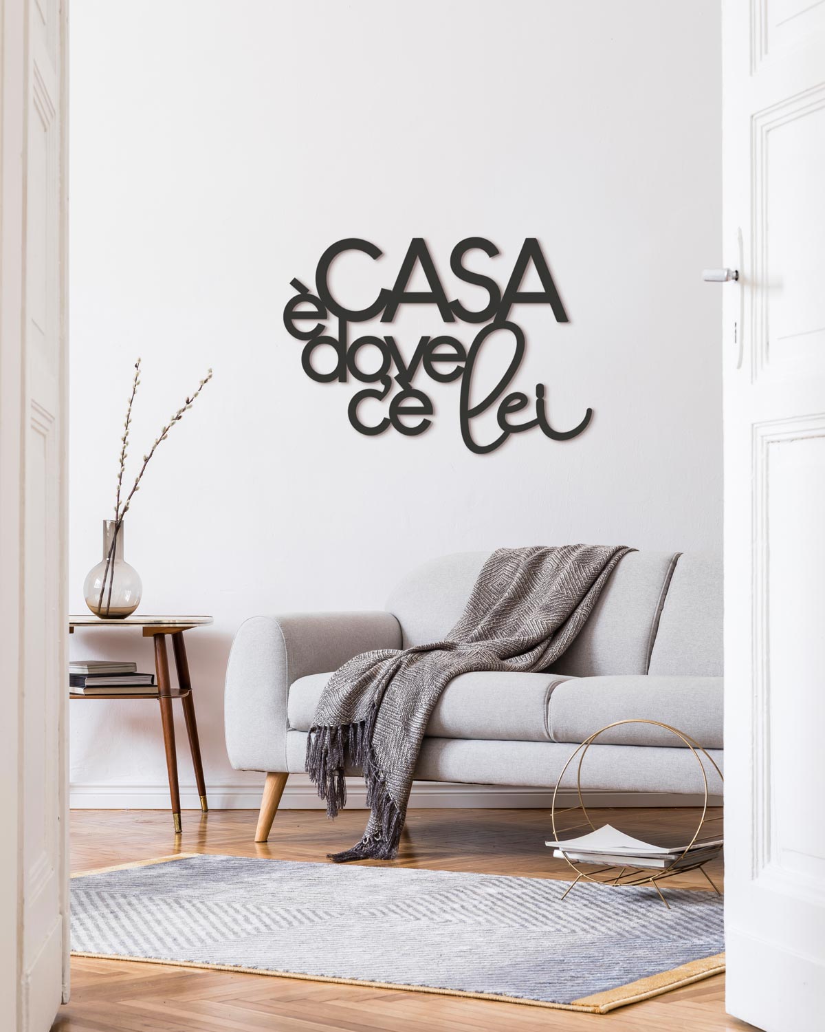 Scritta in Legno Casa è dove c'è lei