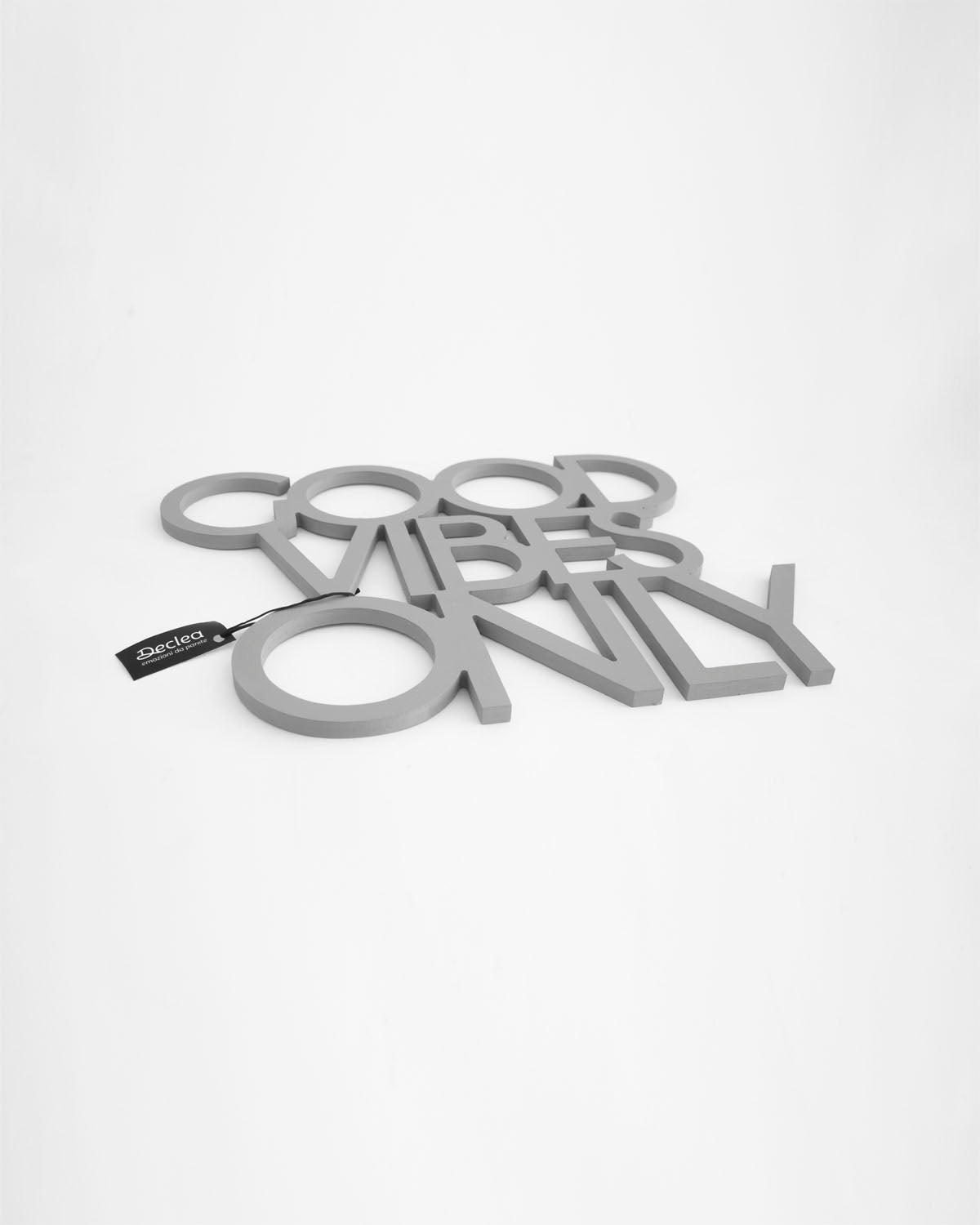 scritta decorativa per la casa motivazionale idea regalo scritta in legno good vibes only #colore_grigio-medio