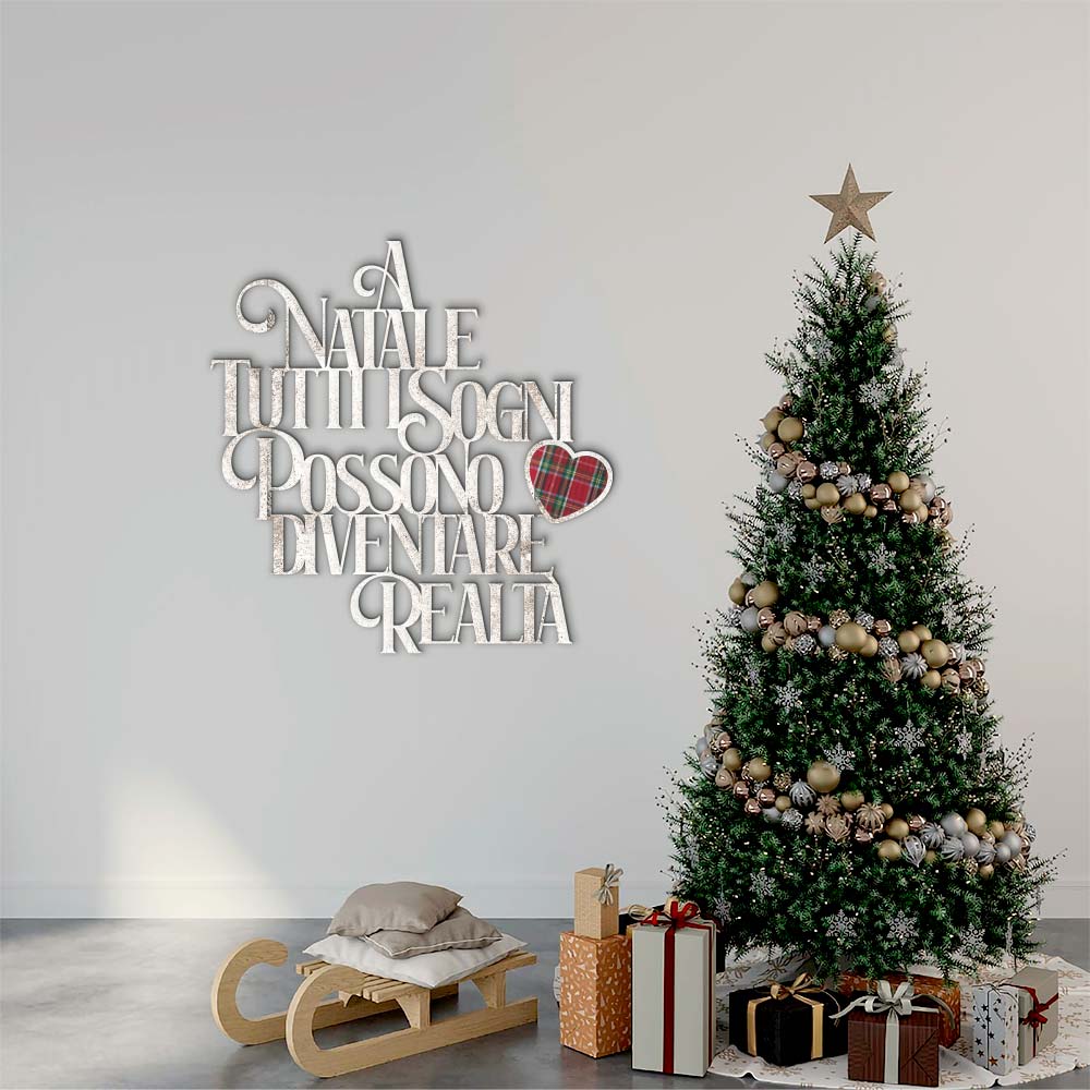 Scritta in Legno a Natale tutti i sogni diventano realtà