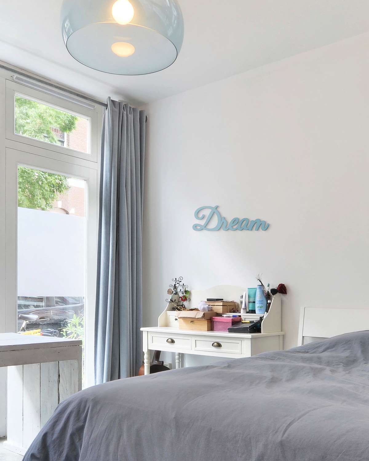 scritta da appendere decorazione parete dream #colore_azzurro-polvere