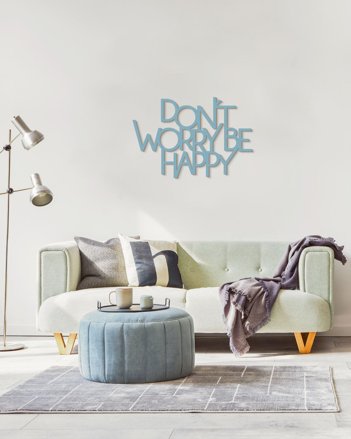 scritta in legno decorazione da appendere dont' worry be happy
#colore_azzurro-polvere