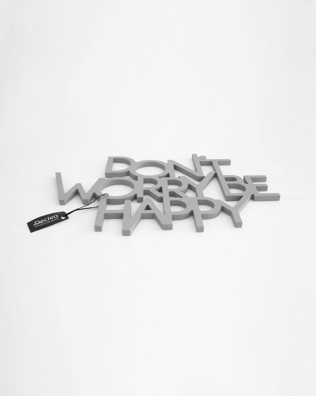 scritta in legno decorazione da appendere dont' worry be happy
#colore_grigio-medio
