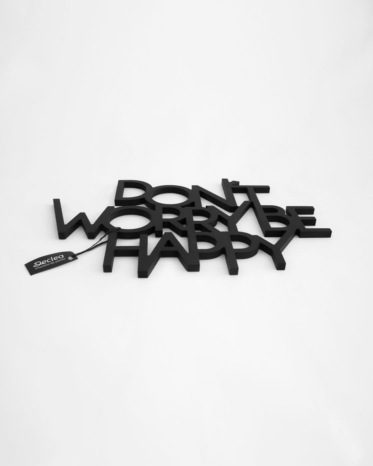 scritta in legno decorazione da appendere dont' worry be happy
#colore_nero