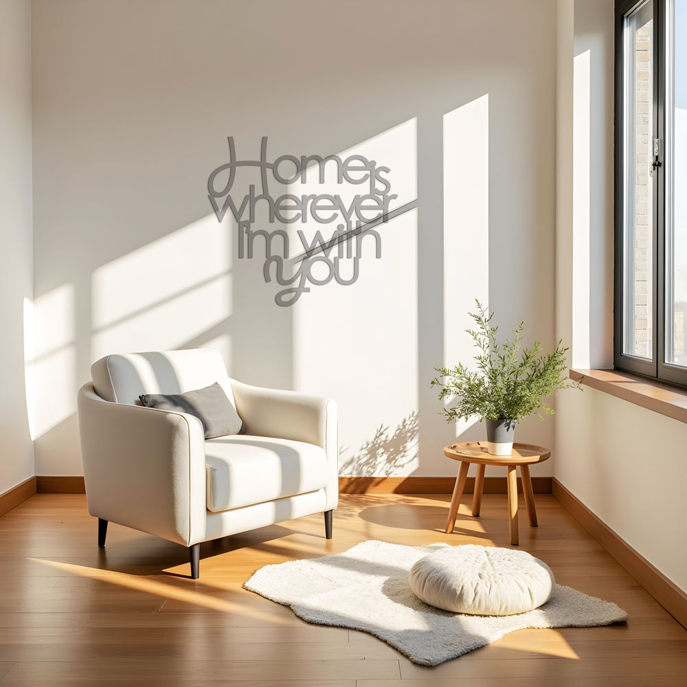 Scritta in Legno Home is wherever i'm with you