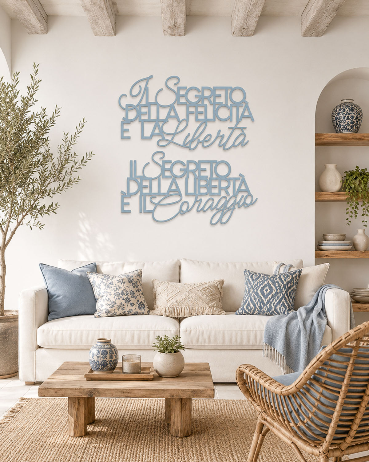 Scritta in legno Il segreto della felicità