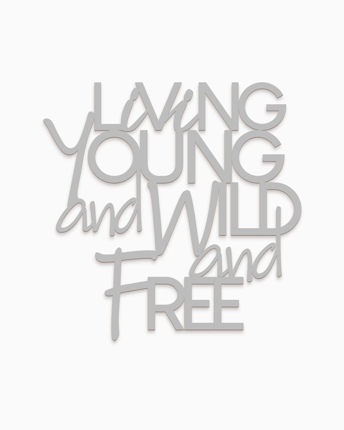 Scritta in legno Young, wild and free