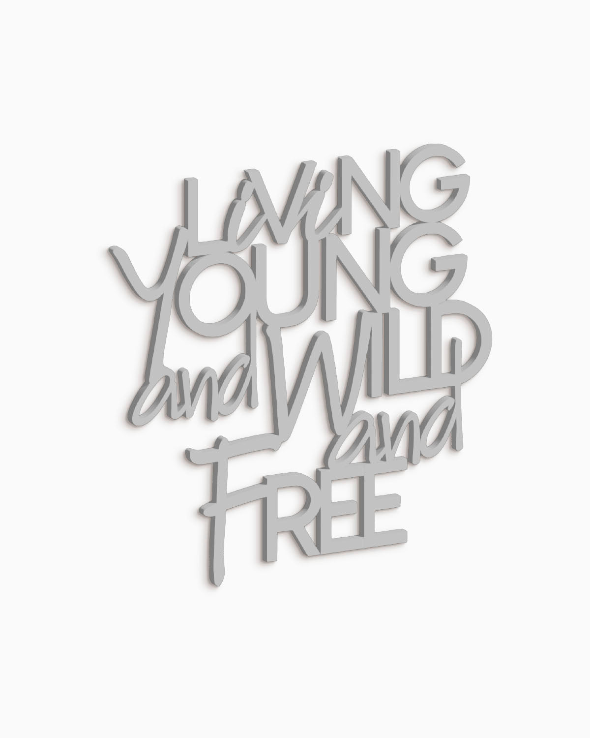 Scritta in legno Young, wild and free