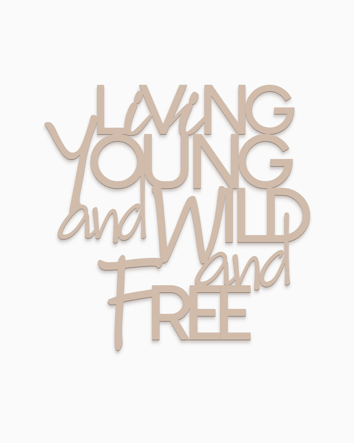 Scritta in legno Young, wild and free
