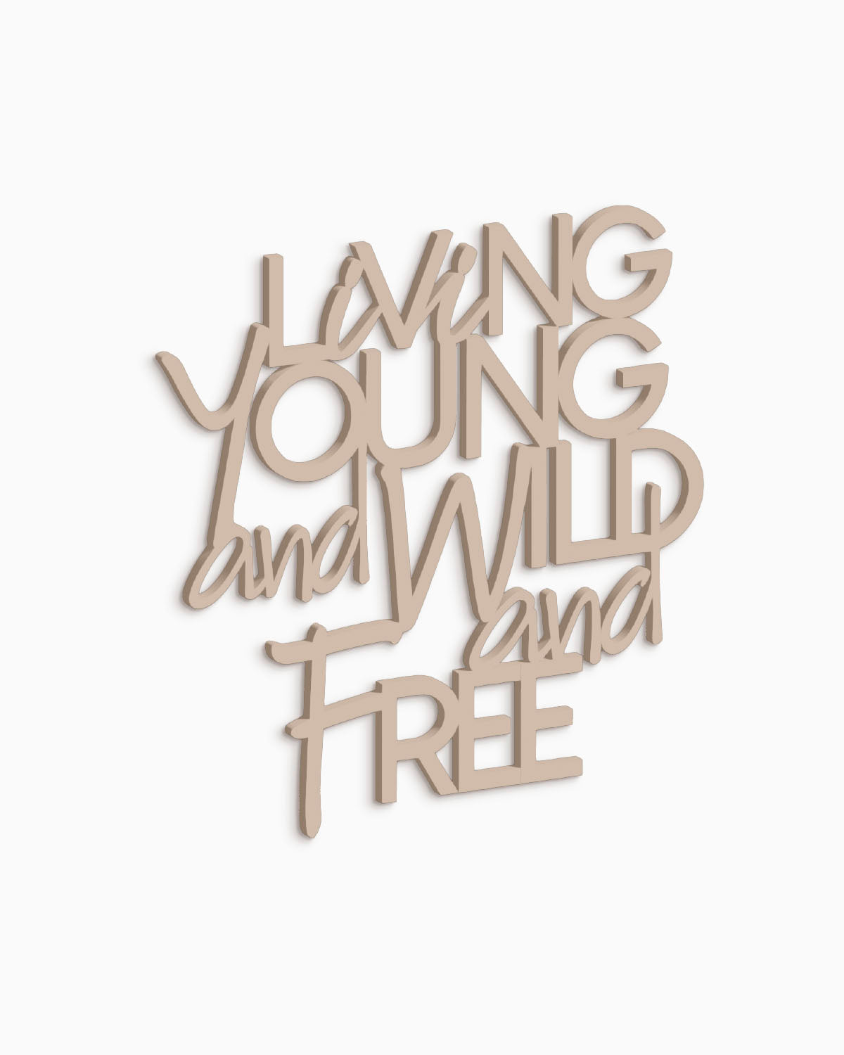 Scritta in legno Young, wild and free