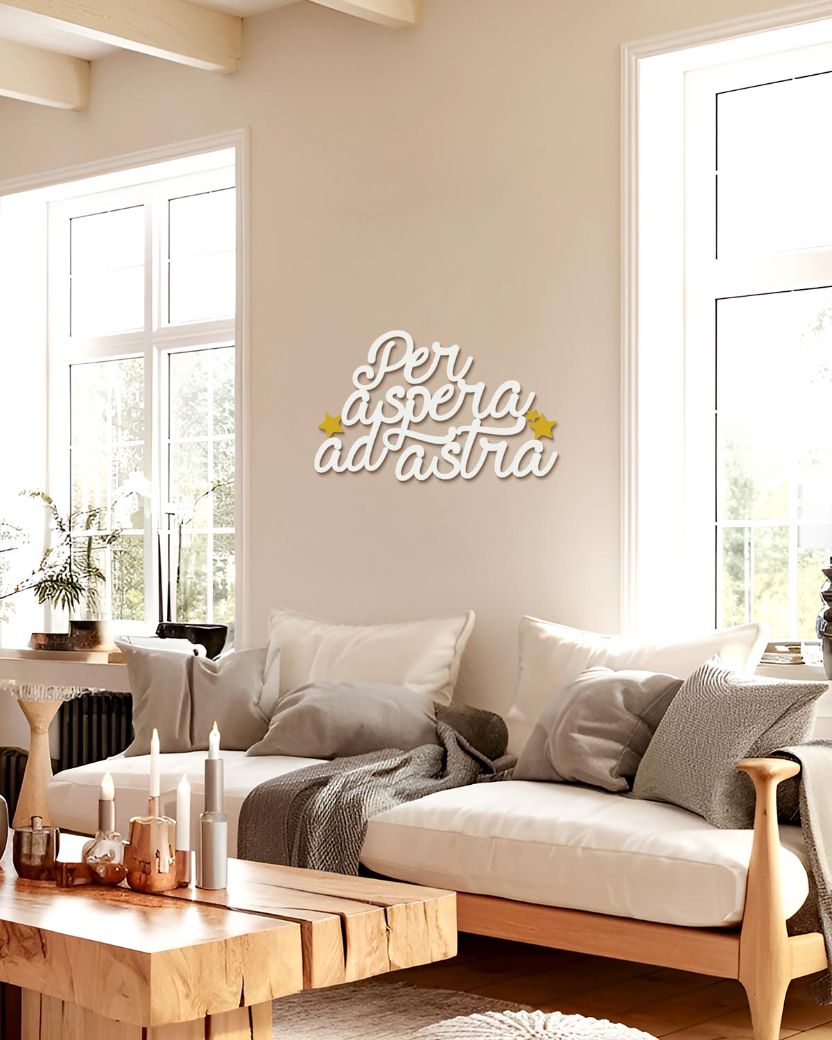 Scritta in legno Per aspera ad astra