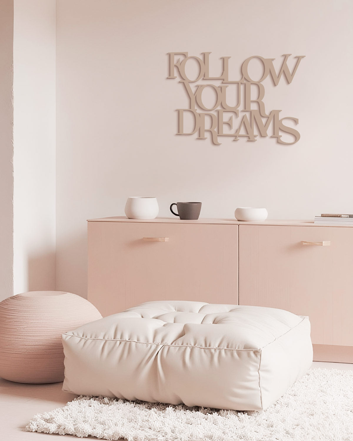 decorazione in legno follow your dreams scritta da appendere #colore_tortora