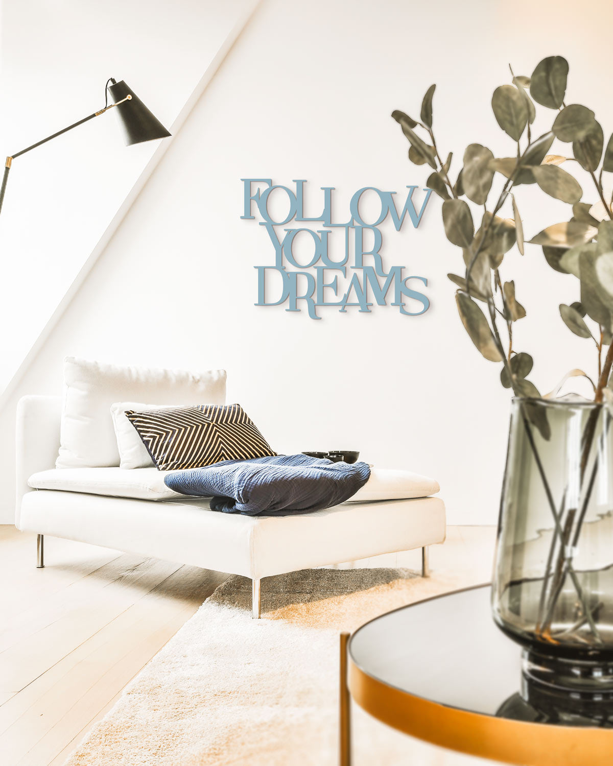 decorazione in legno follow your dreams scritta da appendere #colore_azzurro-polvere