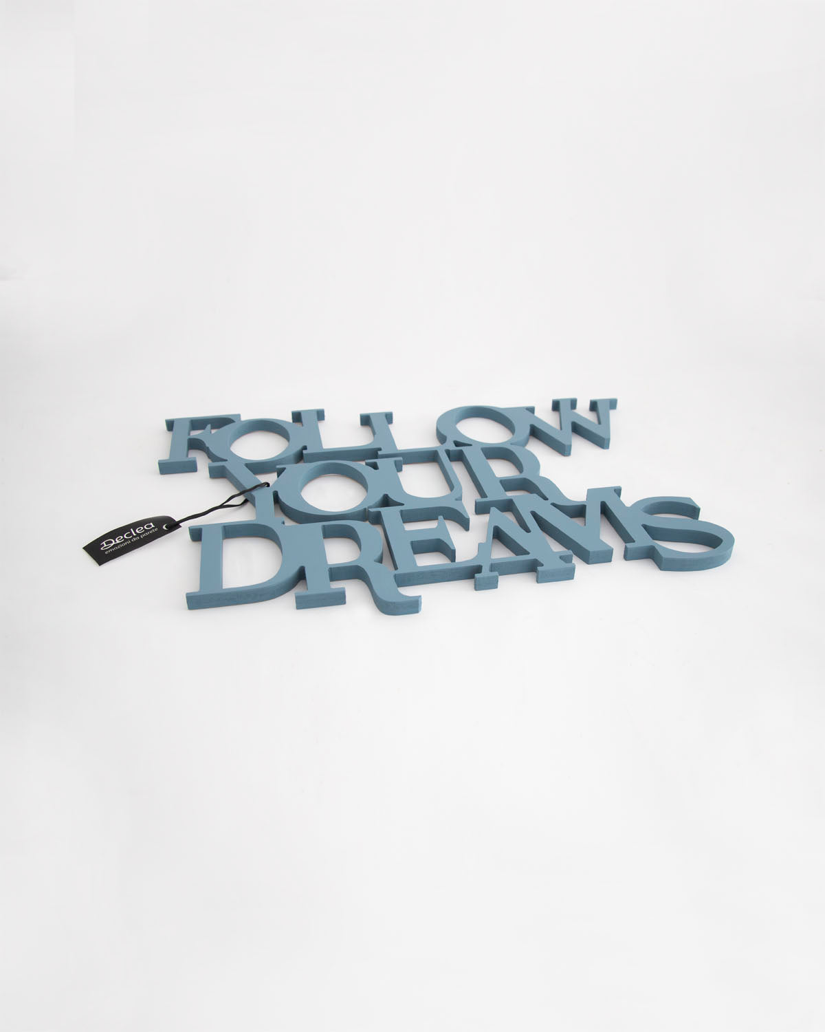 decorazione in legno follow your dreams scritta da appendere #colore_azzurro-polvere