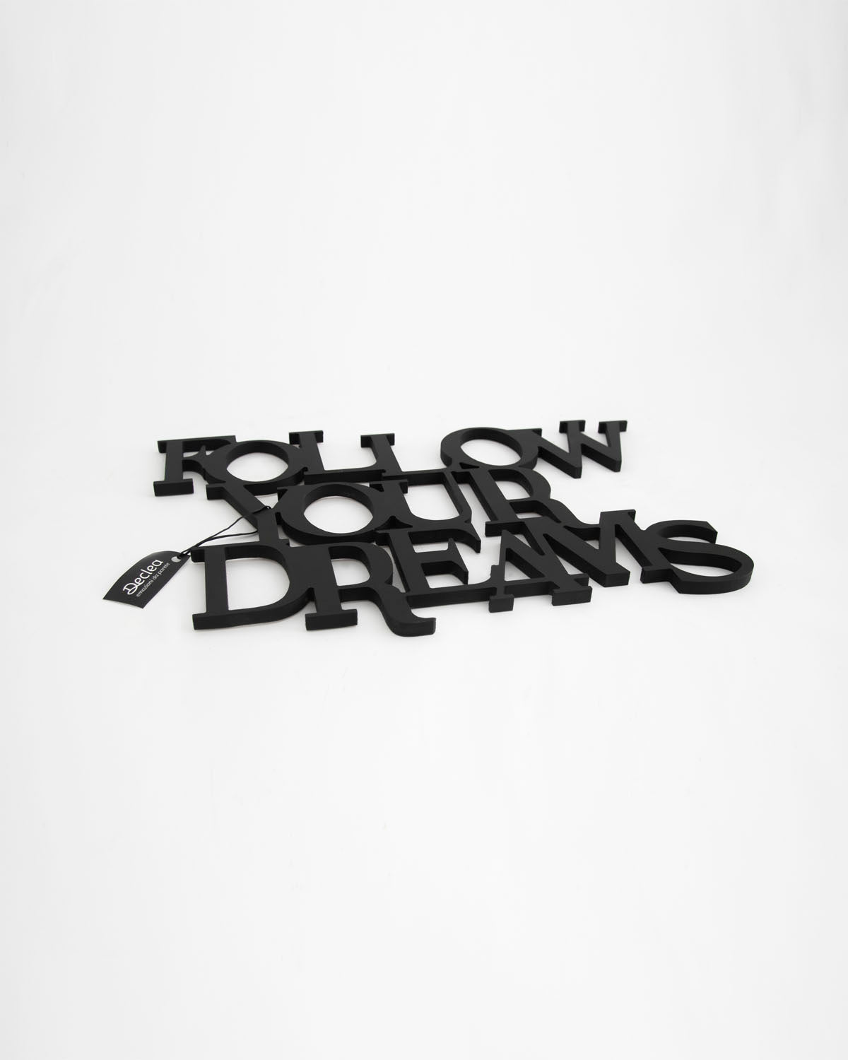 decorazione in legno follow your dreams scritta da appendere #colore_nero