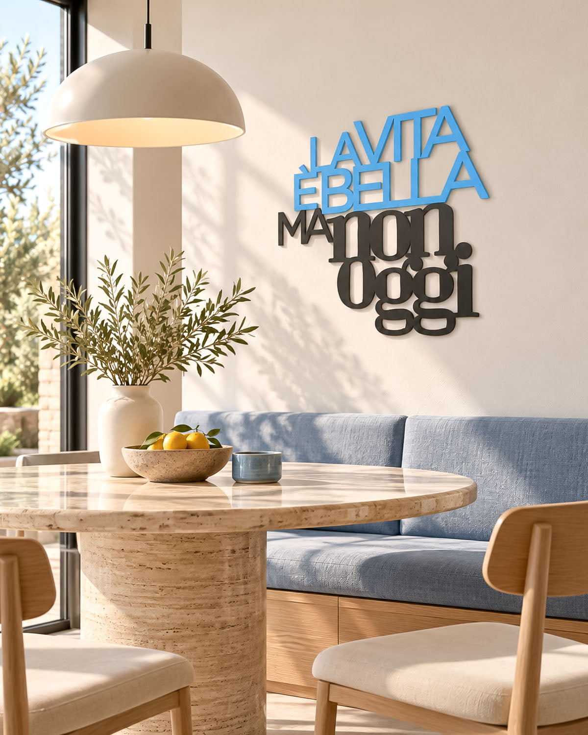 Scritta in legno La vita è bella ma non oggi