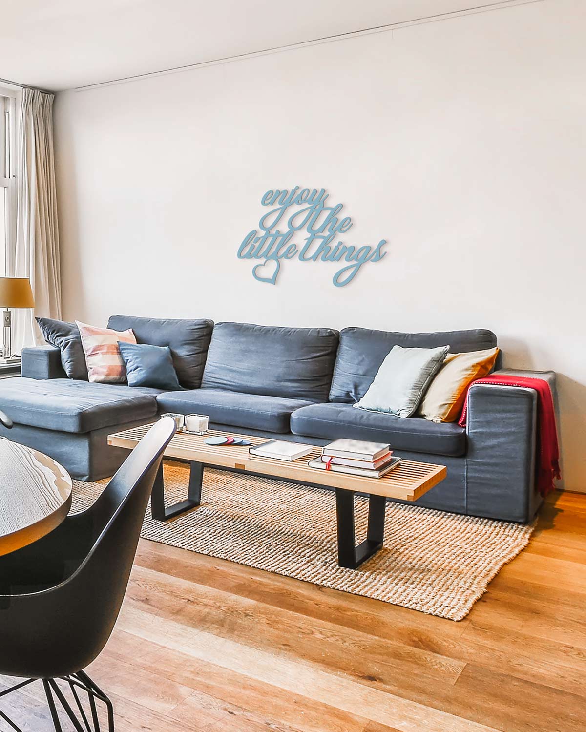 scritta da parete enjoy the little things decorazione casa #colore_azzurro-polvere