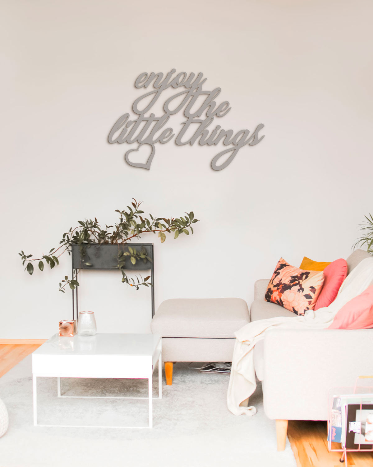 scritta da parete enjoy the little things decorazione casa #colore_grigio-medio