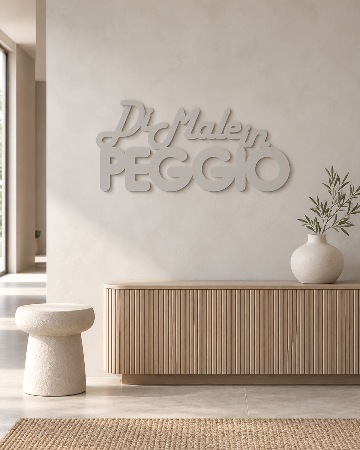 Scritta in legno Di male in peggio