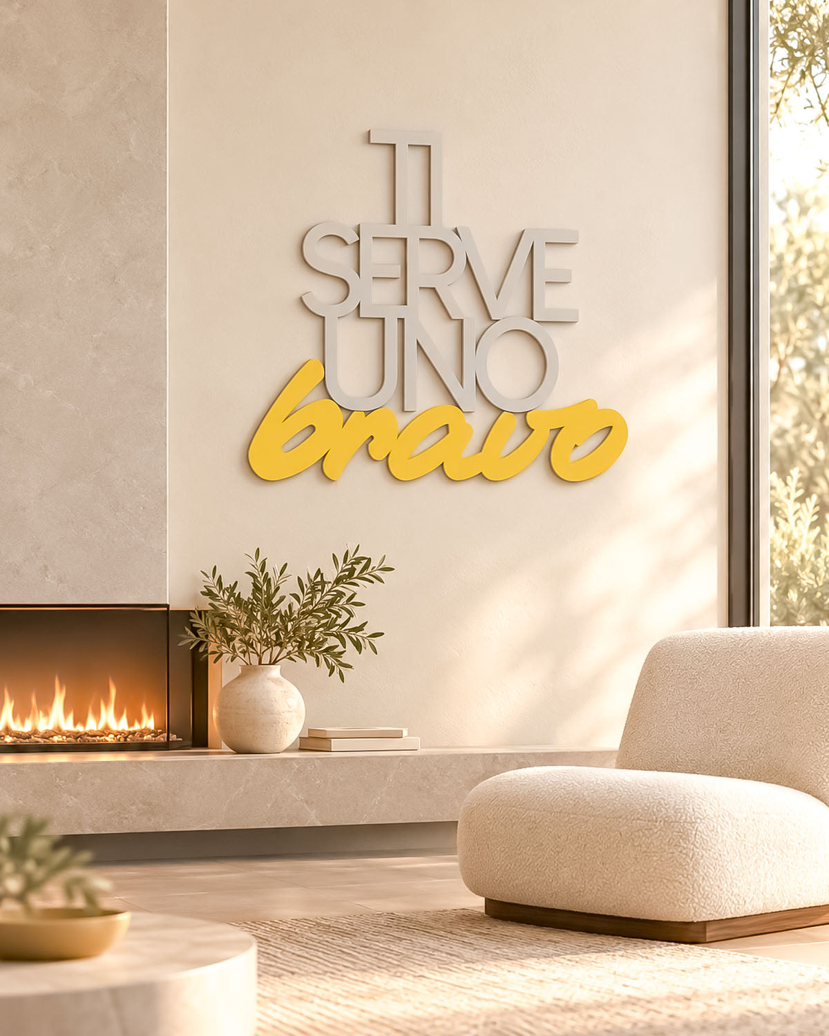 Scritta in legno Ti serve uno bravo