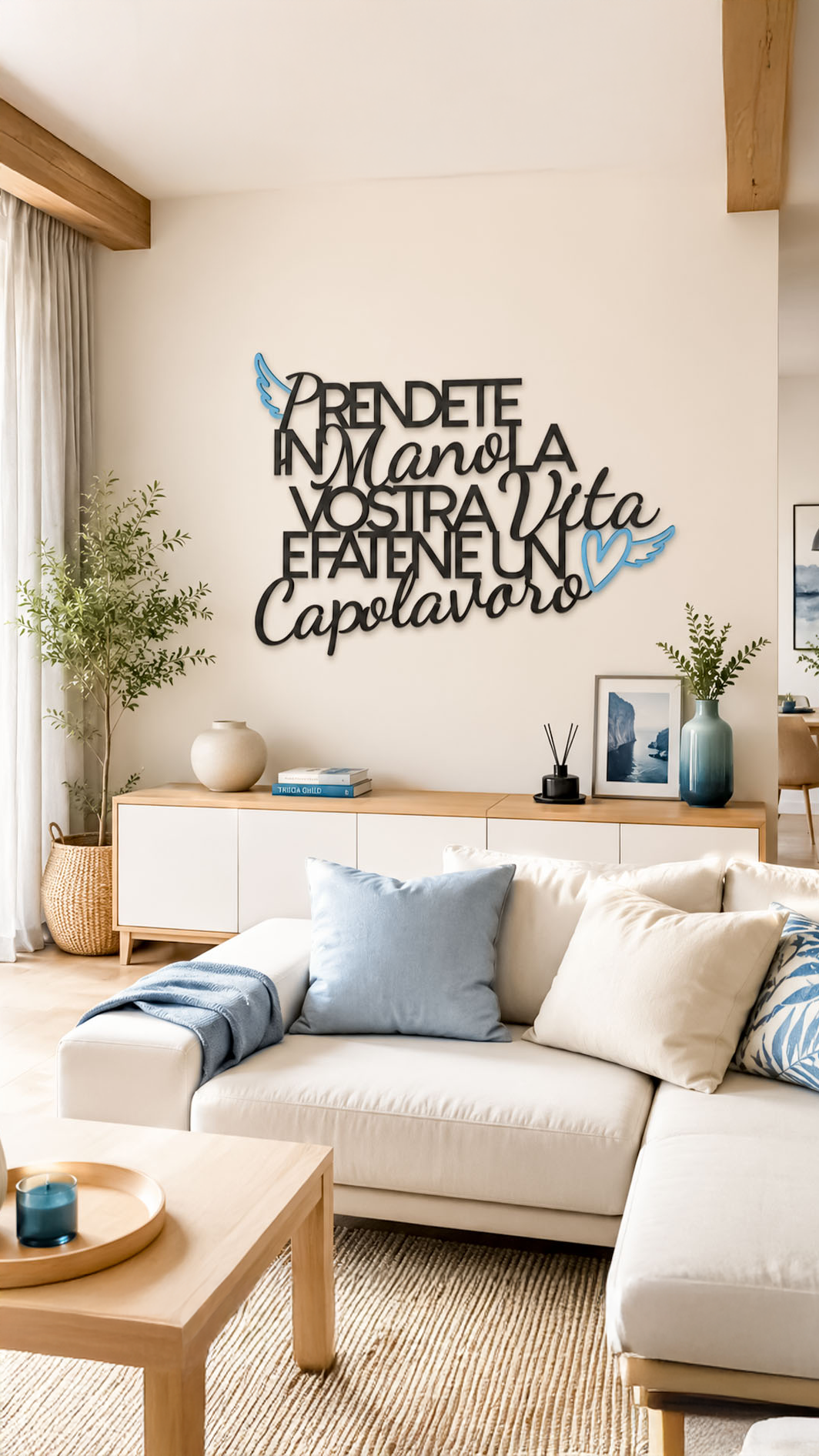 Scritta in legno Prendete in mano la vostra vita e fatene un capolavoro