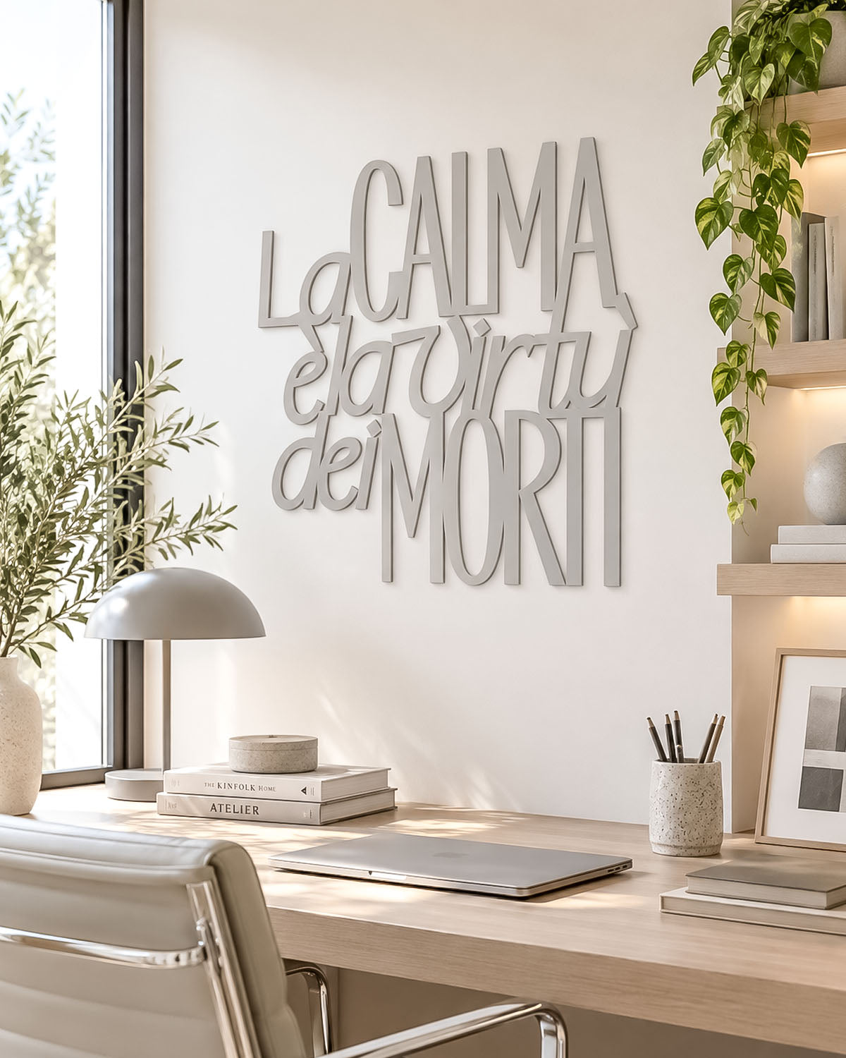 Scritta in legno La calma è la virtù dei morti