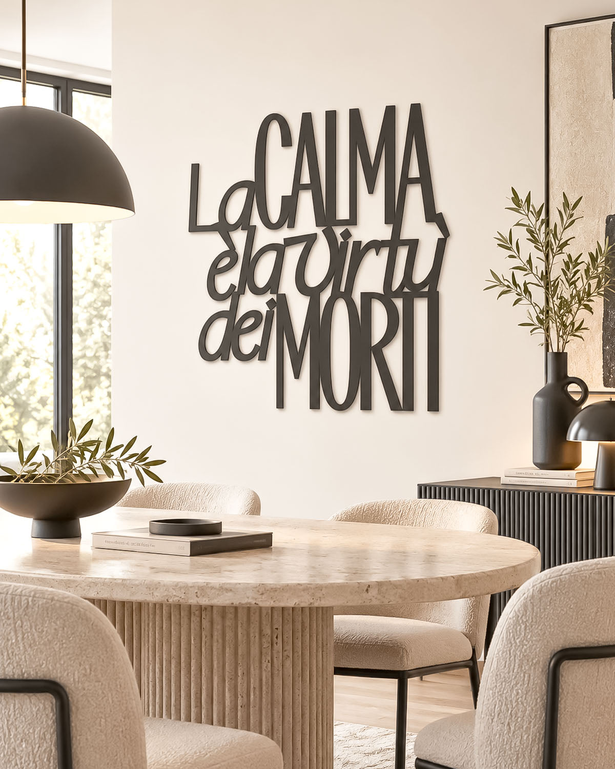 Scritta in legno La calma è la virtù dei morti