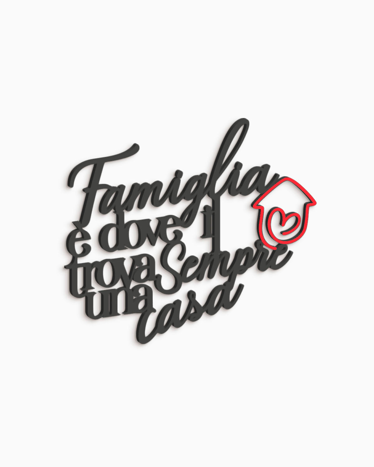 Scritta in legno Dove il cuore trova sempre una casa