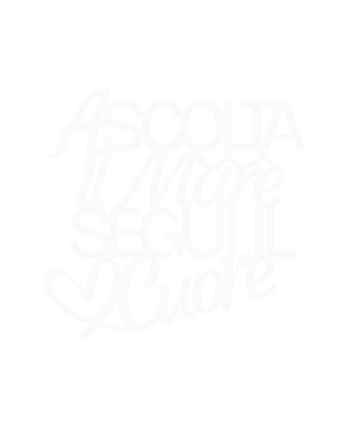 Scritta in legno Ascolta il mare segui il cuore