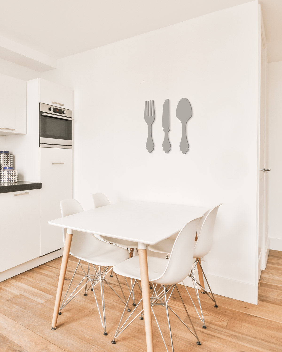 scritta da appendere da cucina, decorazione murale per la cucina, forma posate in legno, arredo moderno