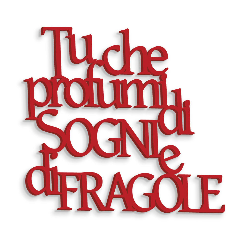 Scritta in Legno Sogni e Fragole