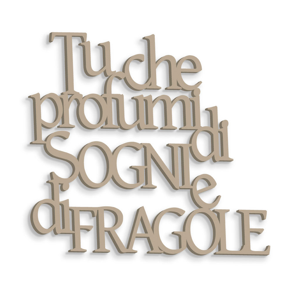 Scritta in Legno Sogni e Fragole