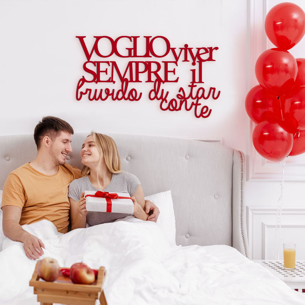 Scritta in Legno Voglio viver sempre il brivido