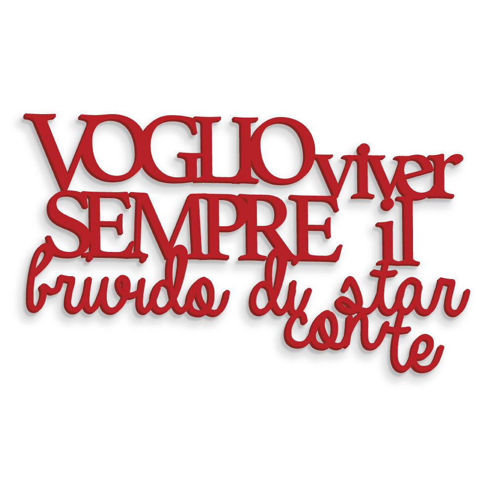 Scritta in Legno Voglio viver sempre il brivido