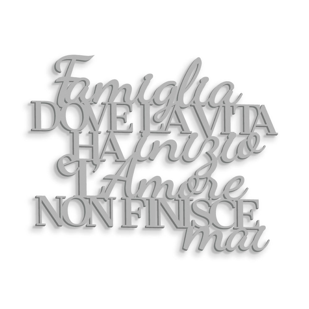 Scritta in Legno Famiglia dove la vita ha inizio