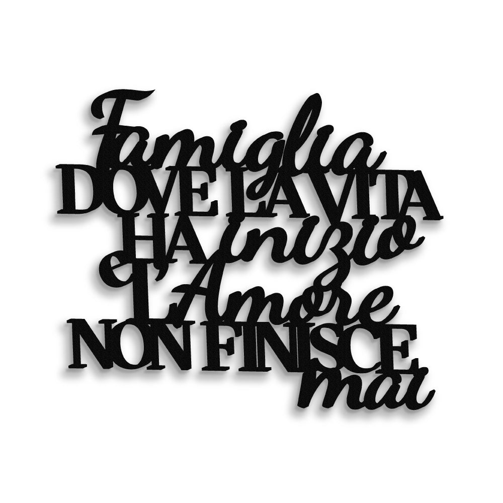 Scritta in Legno Famiglia dove la vita ha inizio