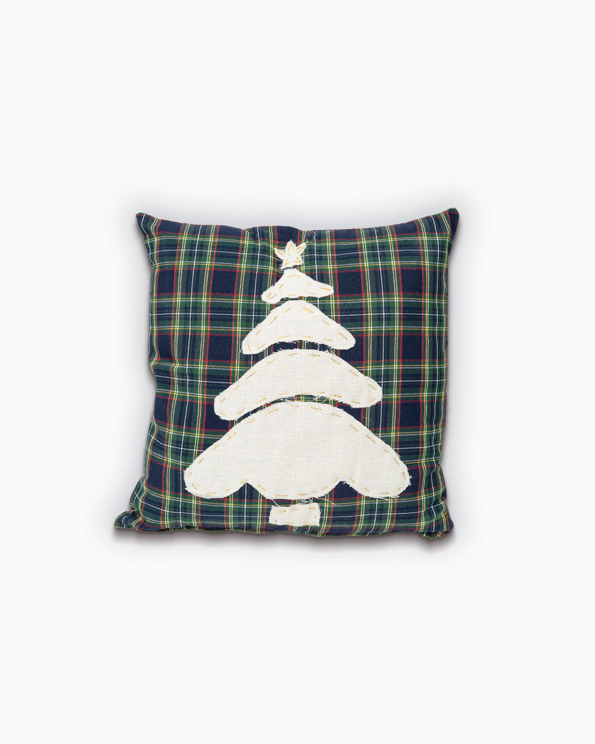 decorazione natalizia per la casa, cuscino federa natale tartan con albero di natale #colore_blu