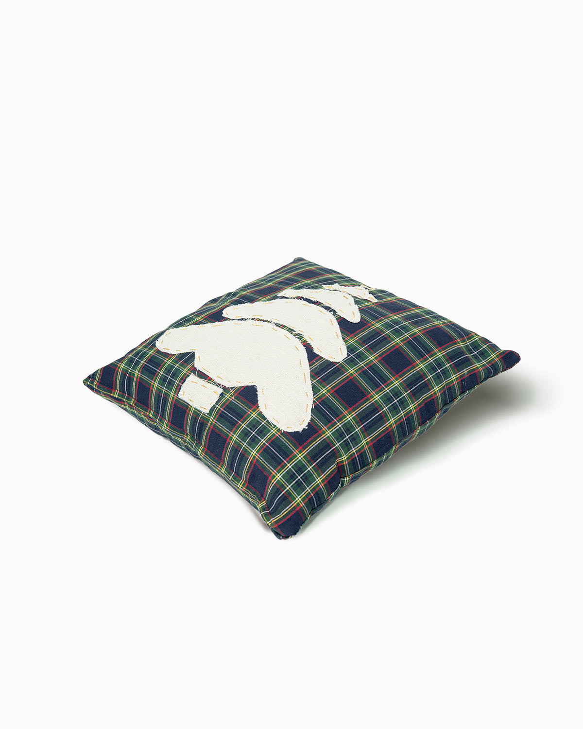 decorazione natalizia per la casa, cuscino federa natale tartan con albero di natale