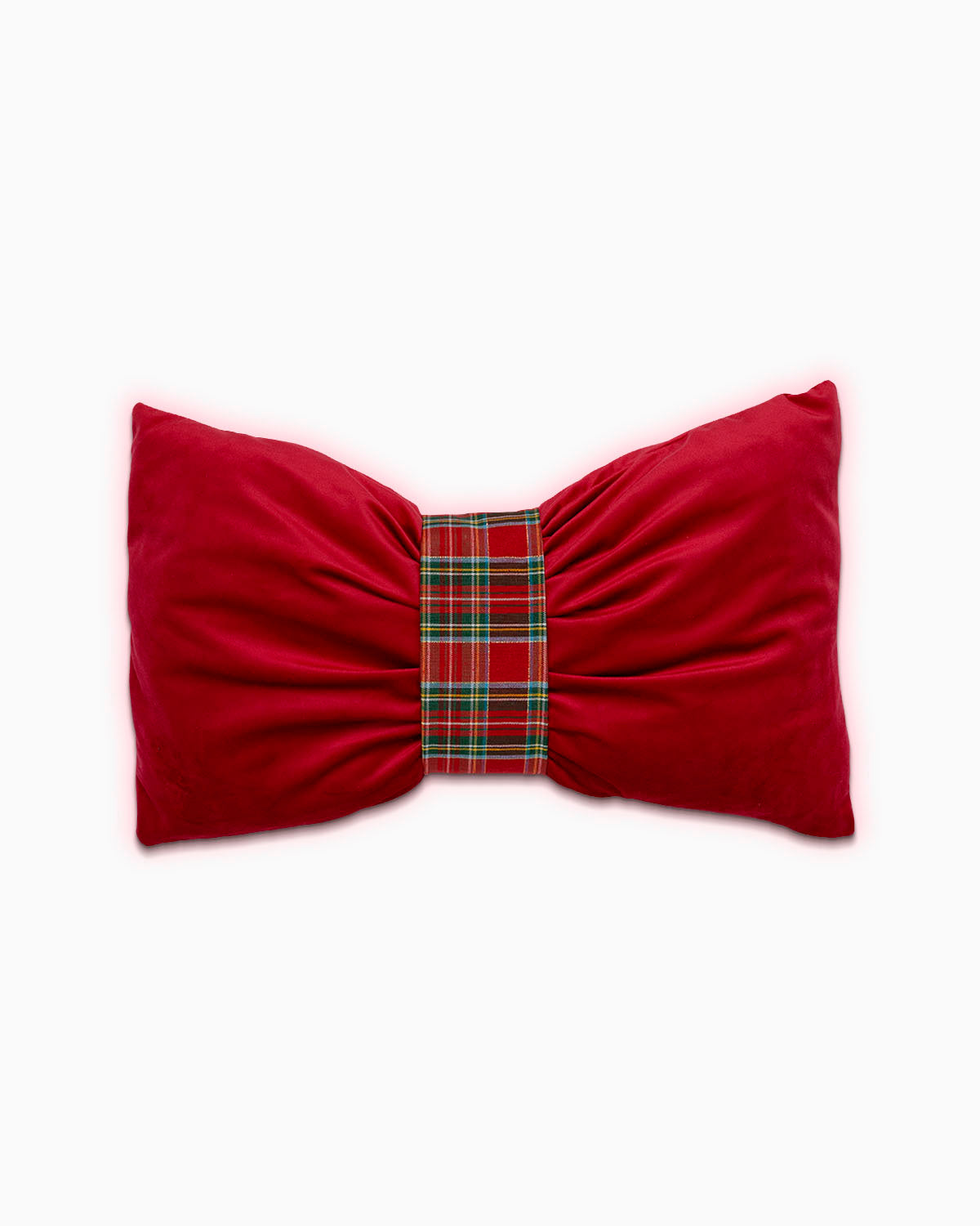 decorazione natalizia cuscino a forma di fiocco #colore_velluto-rosso