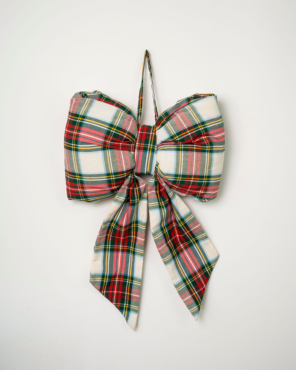 decorazione natalizia, fiocco tartan fuoriporta
