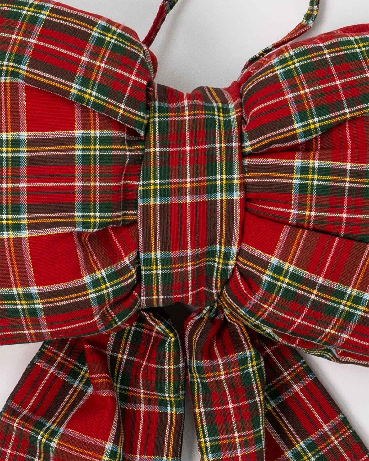 decorazione natalizia, fiocco tartan fuoriporta
