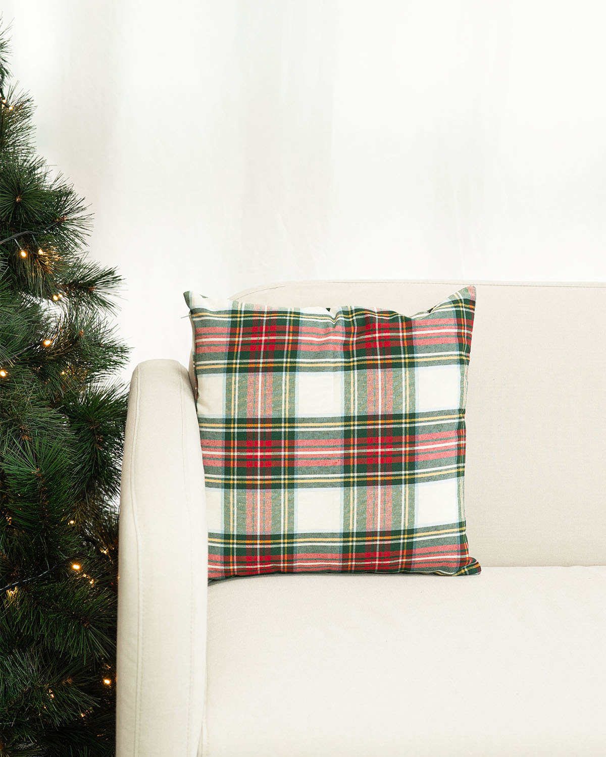 decoraziione natalizia cuscino federa tartan