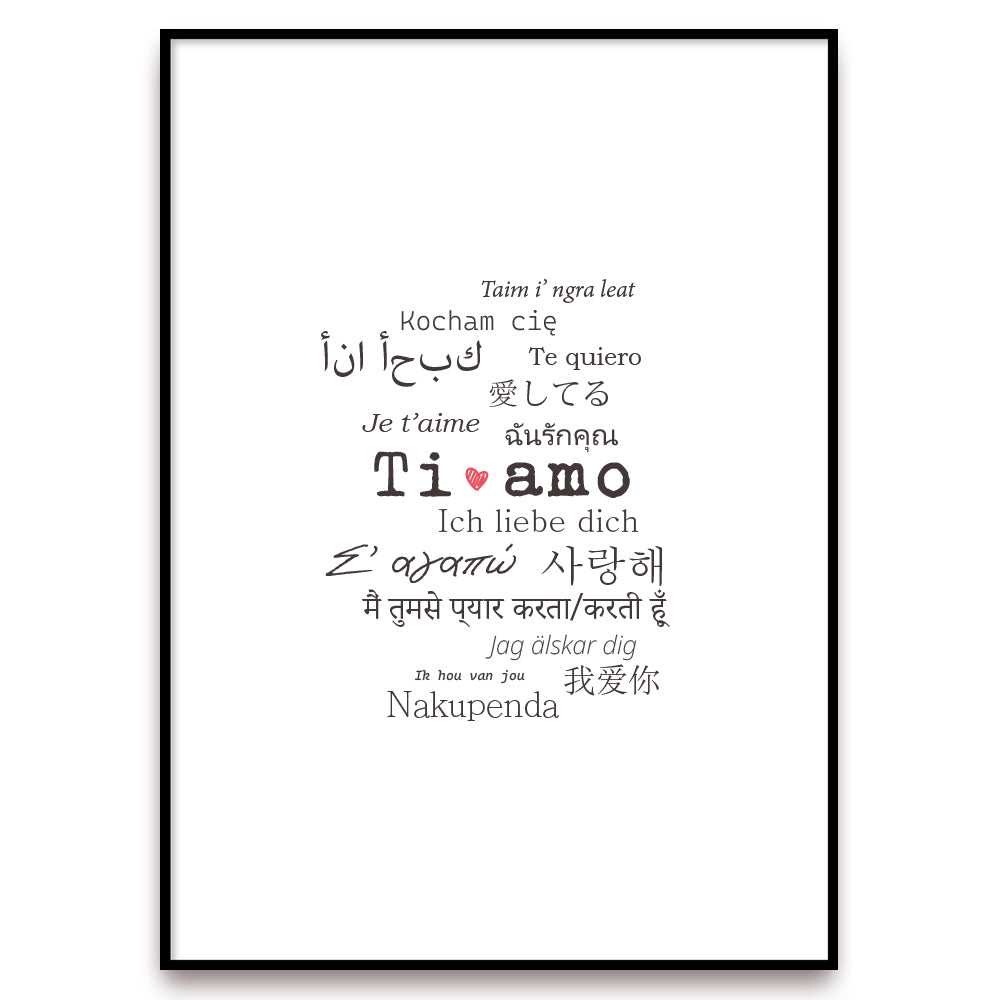 Poster Ti amo in tutte le lingue del mondo