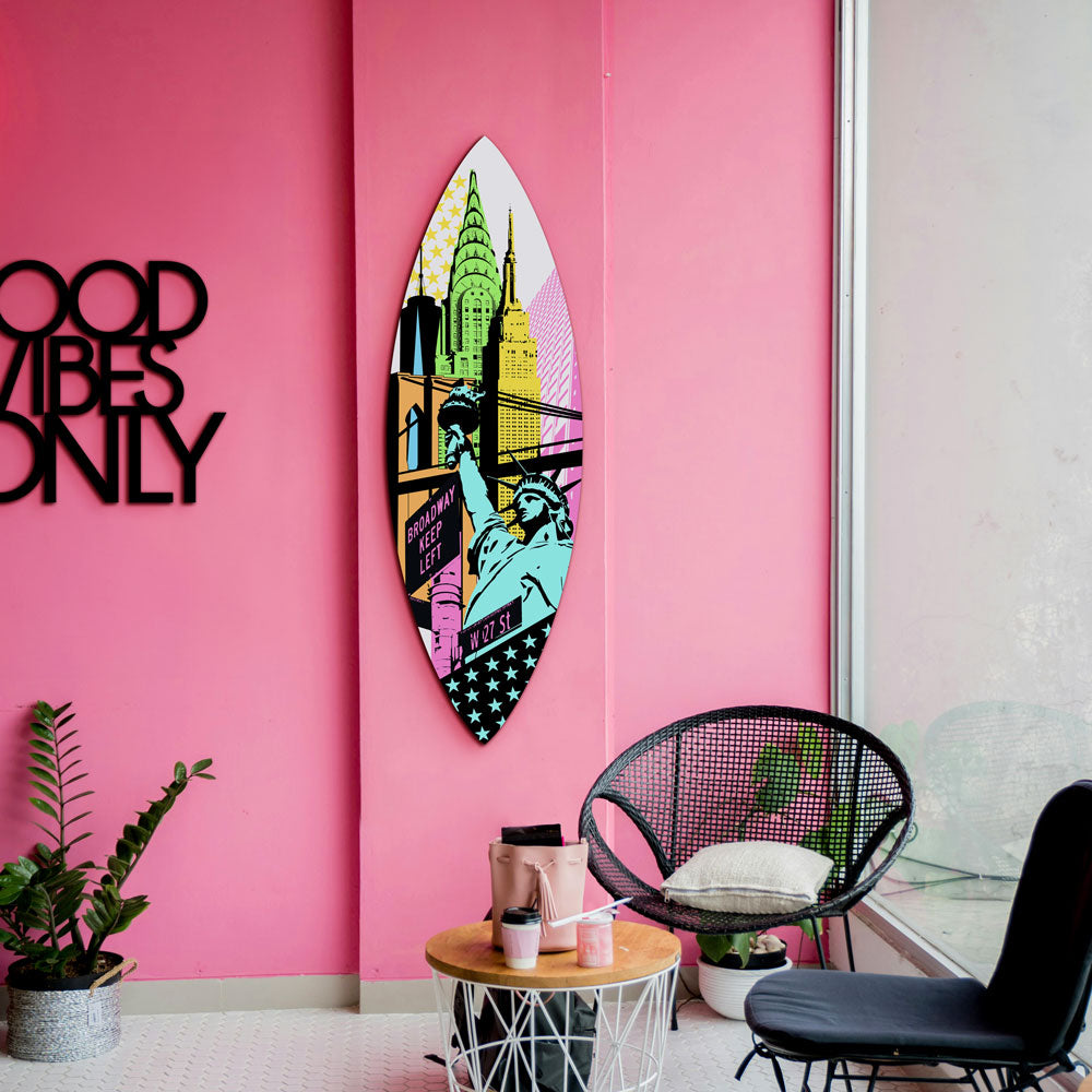 Surfboard City in technicolor