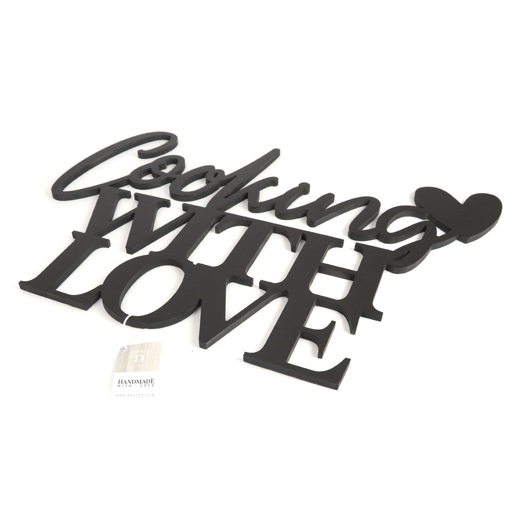 Scritta in Legno Cooking with love