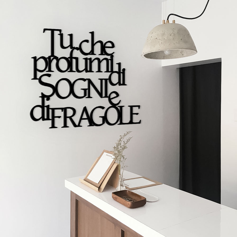 Scritta in Legno Sogni e Fragole