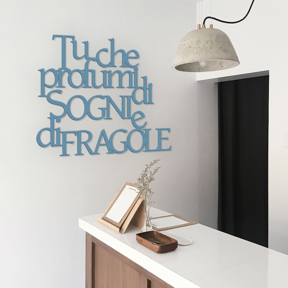 Scritta in Legno Sogni e Fragole