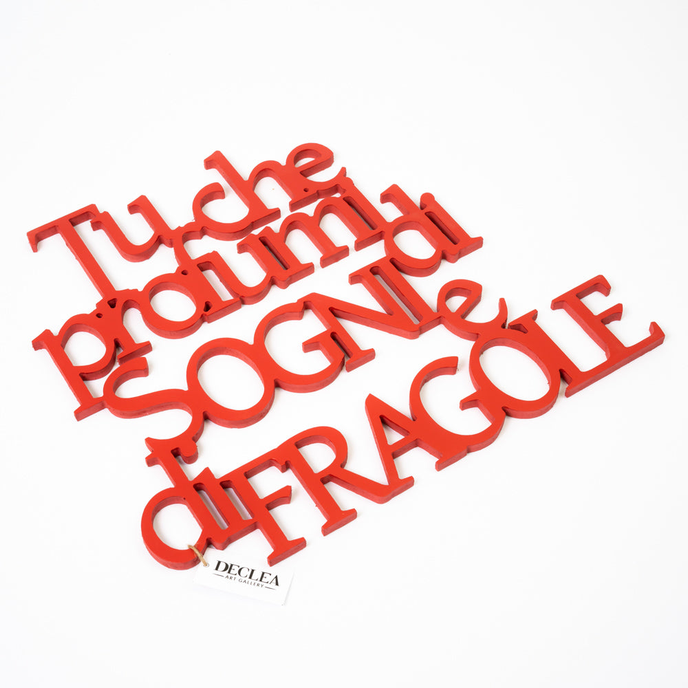 Scritta in Legno Sogni e Fragole