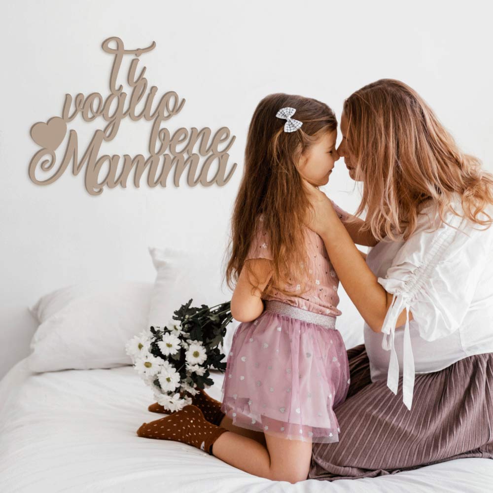 Scritta in Legno Ti Voglio bene Mamma